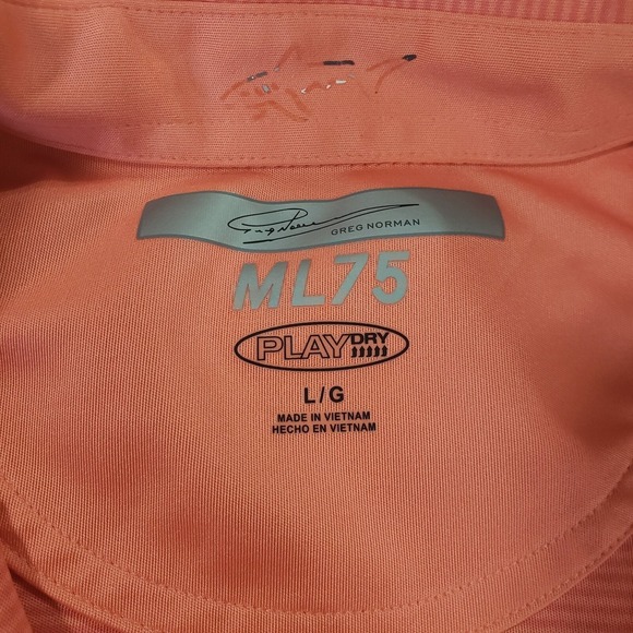 Greg Norman Polo Top Mens Peach L Play Dry Striped Golf Performance Active Shirt - Picture 6 of 14